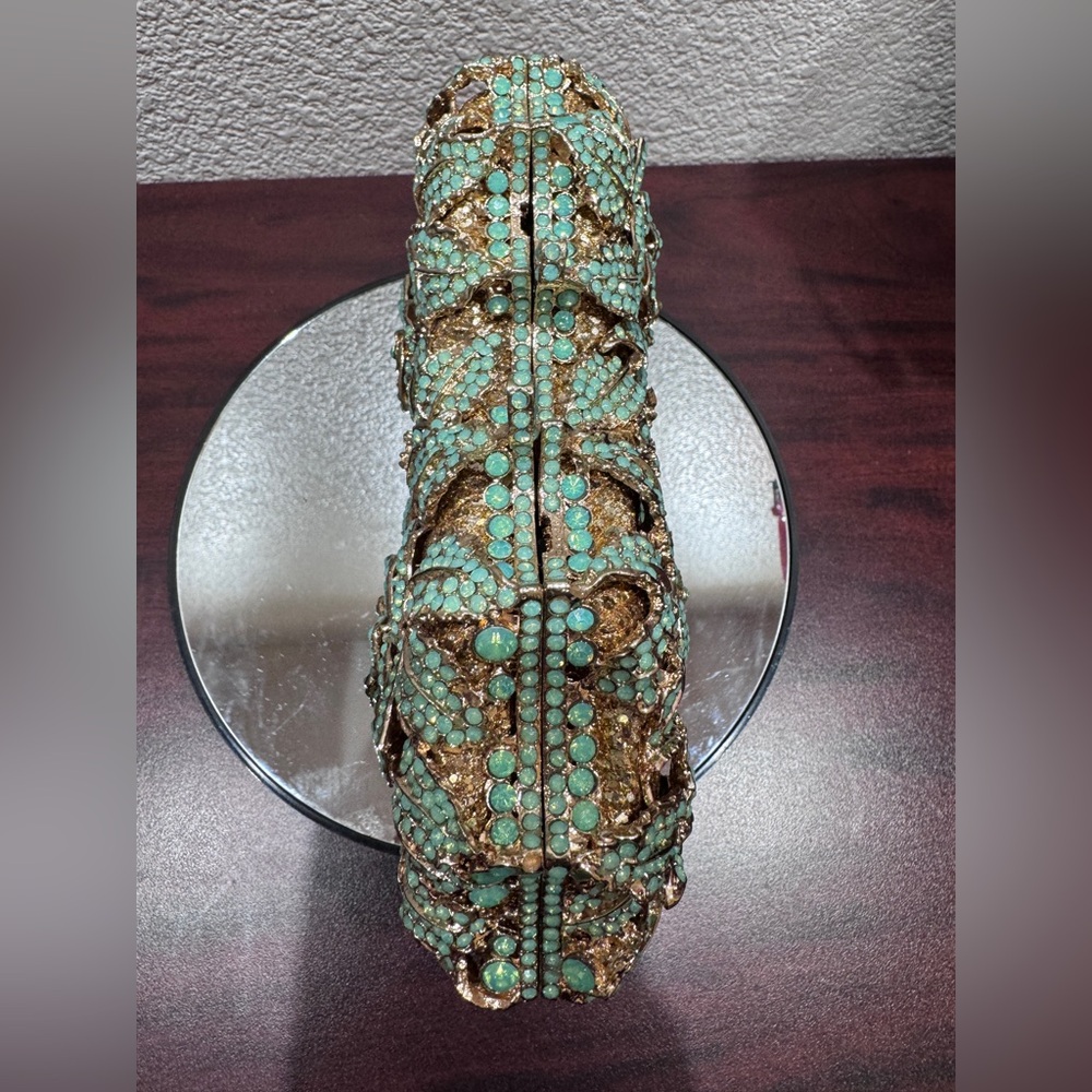 Crystal‎ Flower Aqua Marine Clutch Evening Bag - Picture 13 of 14